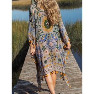 Natural Life Nandita Vintage Kimono - Grey Border Print